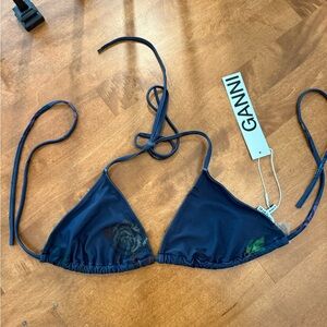 Ganni Deep Blue Triangle Bikini Top